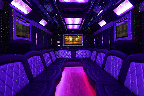 luxurious limo bus interior